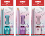 Faber-Castell Grafitceruza szett 2db-os háromszögletű SPARKLE metál B + radír + hegyező bliszterben