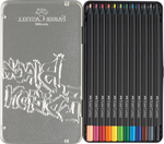 Faber-Castell Sz&iacute;nesceruza-k&eacute;szlet 12db-os h&aacute;romsz&ouml;gletű BLACK EDITION fekete testű f&eacute;m dobozban
