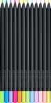 Faber-Castell Sz&iacute;nesceruza-k&eacute;szlet 12db-os h&aacute;romsz&ouml;gletű BLACK EDITION fekete testű neon+pasztell