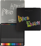 Faber-Castell Sz&iacute;nesceruza-k&eacute;szlet 24db-os h&aacute;romsz&ouml;gletű BLACK EDITION fekete testű f&eacute;m dobozban