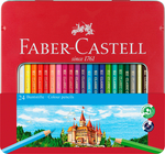 Faber-Castell Sz&iacute;nes ceruza-k&eacute;szlet 24db-os hatsz&ouml;gletű kast&eacute;lyos f&eacute;m dobozban