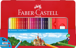 Faber-Castell Sz&iacute;nes ceruza-k&eacute;szlet 48db-os hatsz&ouml;gletű kast&eacute;lyos + kieg&eacute;sz&iacute;tők f&eacute;m dobozban (48db alap sz&iacute;n +2db Grip grafitceruza +1db hegyező +1db rad&iacute;r)