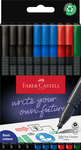 Faber-Castell Tűfilc k&eacute;szlet 10db-os 0,4mm GRIP irodai (4db fekete, 3db k&eacute;k, 2db piros, 1db z&ouml;ld)