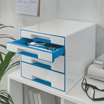 Leitz WOW CUBE fiókos irattároló, 4 fiók, fehér/kék 52132036