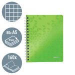 Leitz WOW spirálfüzet, A5, kockás, zöld (46410064 helyettesítője) 46410054