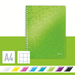 Leitz WOW spirálfüzet, A4, kockás, zöld (46380064 helyettesítője) 46380054