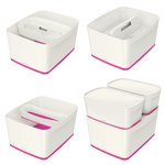 Leitz MyBox tárolódoboz fedővel, nagy, fehér/rózsaszín 52161023