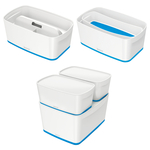 Leitz MyBox tárolódoboz fedővel, kicsi, fehér/kék 52291036