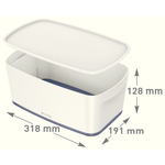 Leitz MyBox tárolódoboz fedővel, kicsi, fehér/kék 52291036