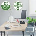 Leitz Ergo állítható laptopállvány, fehér, 63%-ban újrahasznosított műanyagból