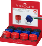 Faber-Castell Hegyező  dupla tart&aacute;lyos GRIP &aacute;tl&aacute;tsz&oacute; test vegyes sz&iacute;nben (piros,k&eacute;k,fekete), (standard &eacute;s Jumbo ceruz&aacute;hoz)