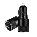 Autós töltő csatlakozó, C típusú és USB-s fekete (G-C30)  Fekete, szivargyújtóba csatlakoztatható univerzális autós töltőfej, C típusú és USB-s bemenetekkel