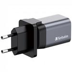 H&aacute;l&oacute;zati t&ouml;ltő, 1xUSB-C PD (35W), USB-A QC 3.0, EU/UK/US, GaN, VERBATIM