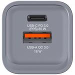 H&aacute;l&oacute;zati t&ouml;ltő, 1xUSB-C PD (35W), USB-A QC 3.0, EU/UK/US, GaN, VERBATIM