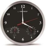 Falióra, 30cm átmérő, ezüs keret, fekete számlap, fehér számok