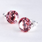 Swarovski kristályos fülbevaló rózsaszín kővel