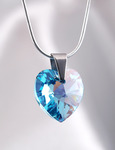 Nyaklánc, szív alakú Swarovski kristállyal, aquakék 18mm