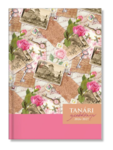 Tan&aacute;ri zsebk&ouml;nyv A5, Rosa mint&aacute;s papir bor&iacute;t&oacute;val 2026/2027. tan&eacute;vre