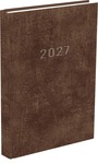 Hat&aacute;ridőnapl&oacute;, Agenda A5 napi beoszt&aacute;s&uacute; napt&aacute;r, barna bor&iacute;t&oacute;val, 320 oldal, 145x205mm, 2027. &eacute;v