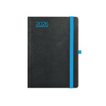 Agenda A5 heti Top Timer Nero fekete borító, kék gumiszalag, fehér lap,  2026.év