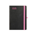 Agenda A5 heti Top Timer Nero fekete borító, pink gumiszalag, fehér lap,  2026.év