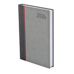 Agenda A5 napi Top Timer Groovy antracit-piros-szürke borítóval, fehér lap 2026.év