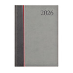 Agenda A5 napi Top Timer Groovy antracit-piros-szürke borítóval, fehér lap 2026.év