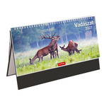 Asztali napt&aacute;r Top Timer Vad&aacute;szat , feh&eacute;r csonkalapos t&ouml;mb&ouml;s, &aacute;ll&oacute; fekete műbőrbevont karton h&aacute;tlappal, 325x155mm,  2027.&eacute;v