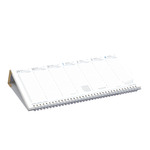 Asztali napt&aacute;r Top Timer T050 feh&eacute;r t&ouml;mb&ouml;s, fekvő b&eacute;zs műbőrbevont karton h&aacute;tlappal, f&eacute;l&oacute;r&aacute;s beoszt&aacute;s, 325x155mm 2027.&eacute;v