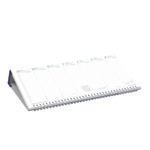 Asztali napt&aacute;r Top Timer T050 feh&eacute;r t&ouml;mb&ouml;s, fekvő k&eacute;k műbőrbevont karton h&aacute;tlappal, f&eacute;l&oacute;r&aacute;s beoszt&aacute;s, 325x155mm,  2027.&eacute;v