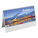 Asztali naptár Top Timer Europa, fehér tömbös, álló karton hátlappal, 325x155mm  2026.év
