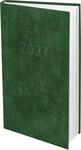 Zsebnapt&aacute;r, &aacute;ll&oacute;, feh&eacute;r lapokkal z&ouml;ld bor&iacute;t&oacute;, 2027.&eacute;v