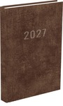 Hat&aacute;ridőnapl&oacute; heti, B5 165x235 mm,  barna sz&iacute;nű bor&iacute;t&oacute;, 144 olda, 2027. &eacute;vi