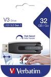 Pendrive, 32GB, USB 3.2, 60/12MB/s, VERBATIM V3, fekete-szürke