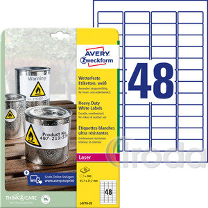 Avery időjárásálló fehér poliészter etikett 45,7 x 21,2 mm 20 ív/csomag