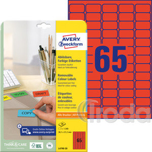 Avery univerzális visszaszedhető piros etikett  38,1 x 21,2 mm 20 ív/csomag