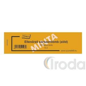 Tombola Ellenőrző sorszámtömb 100lap/tömb 146x40 mm D.2/ZÖLD