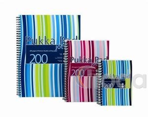 PukkaPad Jotta Stripe Irodai füzet spirál A5, perforált, lyukasztott, 100 lap,műanyag borítós vonalas