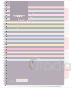 Spir&aacute;lf&uuml;zet regiszteres Projektbook  STREET A4 S.PAD STRIP perfor&aacute;lt,100lap,duplaspir&aacute;l kock&aacute;s