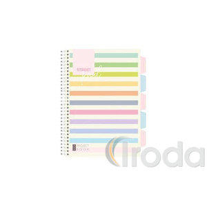 Spir&aacute;lf&uuml;zet regiszteres Projektbook  STREET A4 S.PAD STRIP perfor&aacute;lt,100lap,duplaspir&aacute;l vonalas