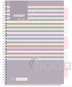 Spir&aacute;lf&uuml;zet regiszteres Projektbook  STREET A4 S.PAD STRIP perfor&aacute;lt,100lap,duplaspir&aacute;l vonalas