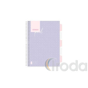 Spir&aacute;lf&uuml;zet regiszteres Projektbook  STREET A4 S.PAD DOTS perfor&aacute;lt,100lap,duplaspir&aacute;l vonalas