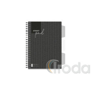 Spir&aacute;lf&uuml;zet regiszteres Projektbook  STREET A5 S.PAD BLACK perfor&aacute;lt,100lap,duplaspir&aacute;l vonalas