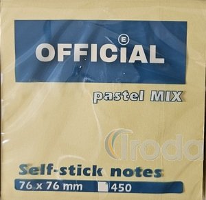 Jegyzett&ouml;mb OFFICIAL &ouml;ntapad&oacute;s 76x76 mm 450 lap pasztell mix