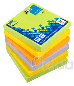 Jegyzett&ouml;mb InfoNotes &ouml;ntapad&oacute;s, 75x75 mm, 6x100 lap, SPRING