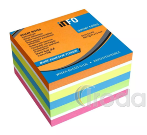 Jegyzett&ouml;mb InfoNotes &ouml;ntapad&oacute;s, 75x75 mm, 450 lap, intenz&iacute;v sz&iacute;nek (narancs, s&aacute;rga, k&eacute;k, z&ouml;ld, pink)