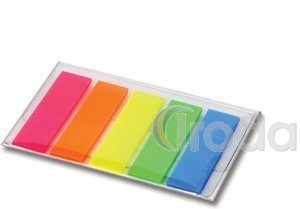 Jelölő címke 5szín 12x45mm, 5x25 lap műanyag átlátszó lapok