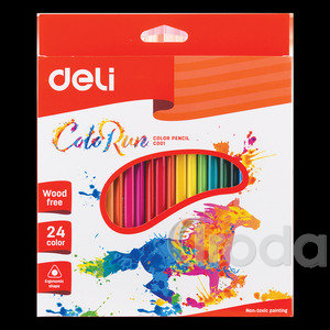 DELI Színesceruza készlet, 24 darabos, famentes ColoRun