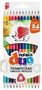 Színesceruza Ico Süni Duo 12/24 db, háromszögletű