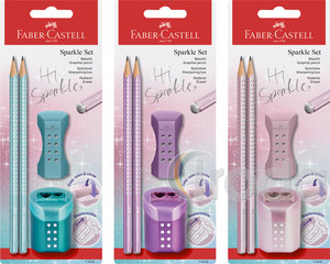 Faber-Castell Grafitceruza szett 2db-os háromszögletű SPARKLE metál B + radír + hegyező bliszterben